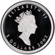 5 Dollars - Elizabeth II Hologram Maple Leaf obverse image