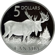 5 Dollars - Elizabeth II Moose; coin and stamp set, Canada, 2004 reverse image
