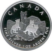 5 Dollars - Elizabeth II Arctic Fox; 1 oz, Canada, 2004 reverse image