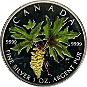 5 Dollars - Elizabeth II 1 oz. Big Leaf Maple, Canada, 2005 reverse image