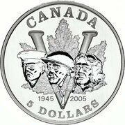 5 Dollars - Elizabeth II Victory, Canada, 2005 reverse image