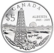 5 Dollars - Elizabeth II Alberta's Centennial, Canada, 2005 reverse image