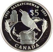 5 Dollars - Elizabeth II 100th Anniversary of Saskatchewan, Canada, 2005 reverse image