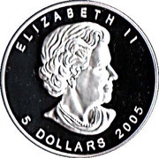 5 Dollars - Elizabeth II Canadian Lynx; 1 oz obverse image