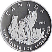5 Dollars - Elizabeth II Canadian Lynx; 1 oz, Canada, 2005 reverse image
