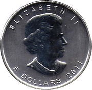 5 Dollars - Elizabeth II Timber Wolf obverse image