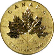 5 Dollars - Elizabeth II 1⁄10 oz. Maple Leaf Forever, Canada, 2012 reverse image