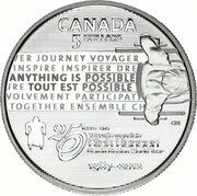 5 Dollars - Elizabeth II Rick Hansen, Canada, 2012 reverse image