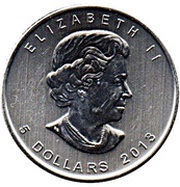 5 Dollars - Elizabeth II 1 oz. Wood Bison obverse image