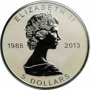 5 Dollars - Elizabeth II Fractional Silver Maple Leaf obverse image