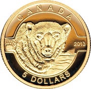 5 Dollars - Elizabeth II Polar Bear, Canada, 2013 reverse image