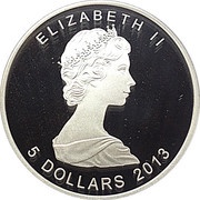 5 Dollars - Elizabeth II 2nd portrait; Gold plated anniversary SML obverse image