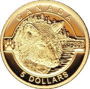 5 Dollars - Elizabeth II Wolf, Canada, 2013 reverse image