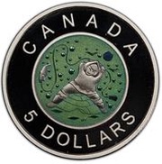 5 Dollars - Elizabeth II Ice Fishing Father, Canada, 2013 reverse image