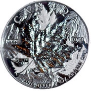 5 Dollars - Elizabeth II 4th portrait; SML High Relief Piedfort, Canada, 2013 reverse image