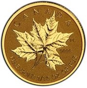 5 Dollars - Elizabeth II Incused GML fractionnal set; 1⁄10 oz, Canada, 2014 reverse image