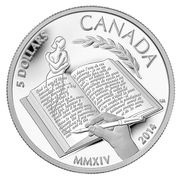 5 Dollars - Elizabeth II Alice Munro, Canada, 2014 reverse image