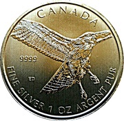 5 Dollars - Elizabeth II Red-tailed Hawk, Canada, 2015 reverse image