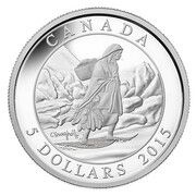 5 Dollars - Elizabeth II Vendeuse de mocassins traversant le St. Laurent devant Québec, Canada, 2015 reverse image