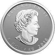 5 Dollars - Elizabeth II 1 oz. Silver Bullion Coinage; Peregrine Falcon obverse image