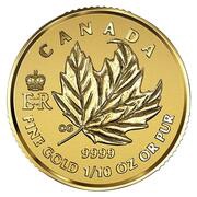 5 Dollars - Elizabeth II GML fractionnal set; 1⁄10 oz, Canada, 2016 reverse image