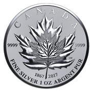 5 Dollars - Elizabeth II Maple Leaf Tribute; 1oz, Canada, 2017 reverse image