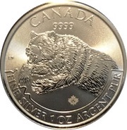 5 Dollars - Elizabeth II Grizzly, Canada, 2019 reverse image