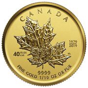 5 Dollars - Elizabeth II Anniversary GML fractionnal set; 1⁄10 oz, Canada, 2019 reverse image