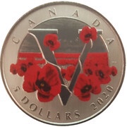 5 Dollars - Elizabeth II Remembrance Day, Canada, 2020 reverse image