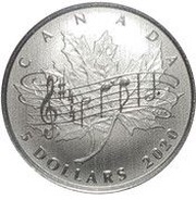 5 Dollars - Elizabeth II National Anthem Act, Canada, 2020 reverse image