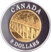 8 Dollars - Elizabeth II Railway Bridge, Canada, 2005 reverse image