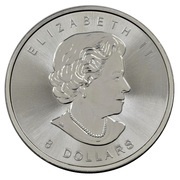 8 Dollars - Elizabeth II Bison; 1 1⁄4 oz. silver bullion coinage obverse image