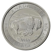 8 Dollars - Elizabeth II Bison; 1 1⁄4 oz. silver bullion coinage, Canada, 2015 reverse image