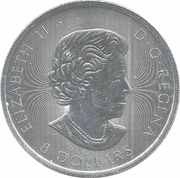 8 Dollars - Elizabeth II Bison; 1 1⁄4 oz Silver Bullion Coinage obverse image