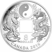 8 Dollars - Elizabeth II Yin and Yang, Canada, 2016 reverse image