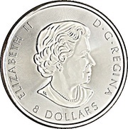 8 Dollars - Elizabeth II Bald Eagle; 1 1⁄4 oz Silver Bullion Coinage obverse image