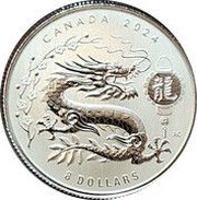 8 Dollars In the name of Elizabeth II; Lunar Year of the Dragon, Canada, 2024 reverse image