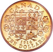 10 Dollars - George V, Canada, 1912-1914 reverse image