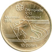 10 Dollars - Elizabeth II Canoeing, Canada, 1975 reverse image