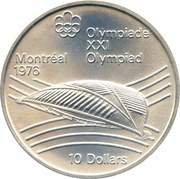 10 Dollars - Elizabeth II Olympic Velodrome, Canada, 1976 reverse image