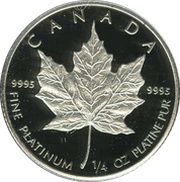 10 Dollars - Elizabeth II 2nd Portrait; ¼ oz. Platinum Bullion Coinage reverse image