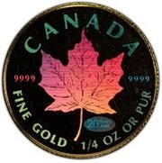 10 Dollars - Elizabeth II Hologram colored GML fractionnal set; 1⁄4 oz, Canada, 1999 reverse image
