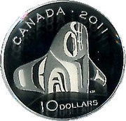 10 Dollars - Elizabeth II Orca Whale, Canada, 2011 reverse image