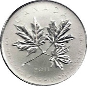 10 Dollars - Elizabeth II ½ oz. Canadian Maple Leaves 2011, Canada, 2011 reverse image
