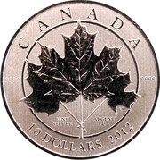 10 Dollars - Elizabeth II ½ oz. Canadian Maple Leaves 2012, Canada, 2012 reverse image