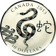 10 Dollars - Elizabeth II Year of the Snake, Canada, 2013 reverse image