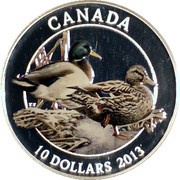 10 Dollars - Elizabeth II Mallard duck, Canada, 2013 reverse image