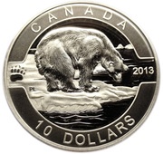 10 Dollars - Elizabeth II The Polar Bear, Canada, 2013 reverse image