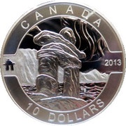 10 Dollars - Elizabeth II The Inukshuk, Canada, 2013 reverse image