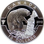 10 Dollars - Elizabeth II The Beaver, Canada, 2013 reverse image
